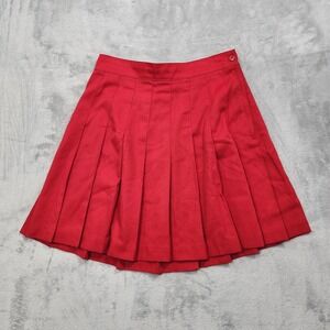 Vintage Joule Energy Skirt Womens 26 Red Pleated Twill Mini Side Zip Preppy